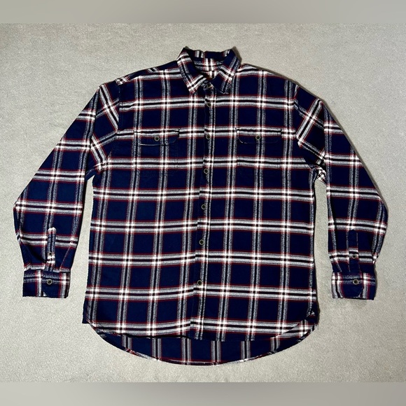 JACHS Men’s XLT Flannel Shirt Blue Red White Plaid Heavyweight Cotton Pockets - Picture 1 of 5